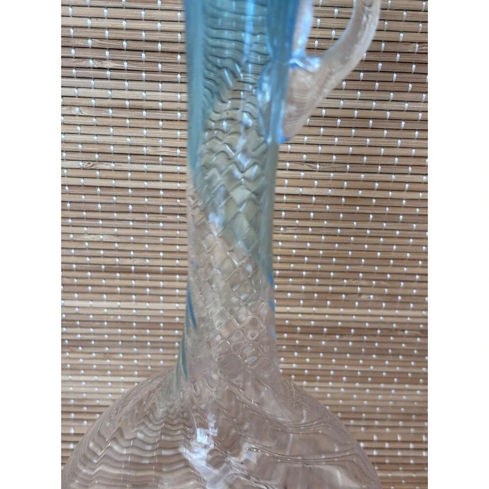 Clear Blue Rim Glass Decanter w/ Handle, 0.5 qt, 9 in Tall, 1pc